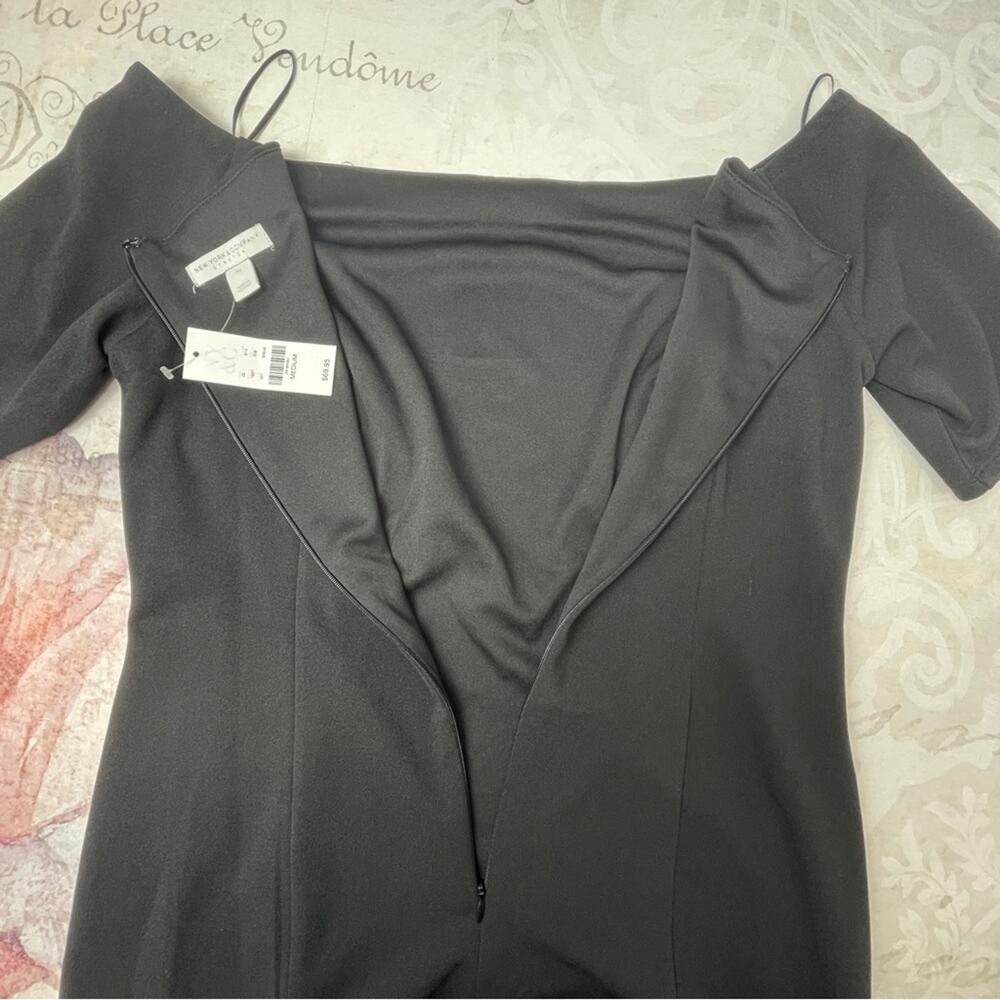 New York & Company Black Off the Shoulder Crepe Dress Size Medium - Picture 6 of 9